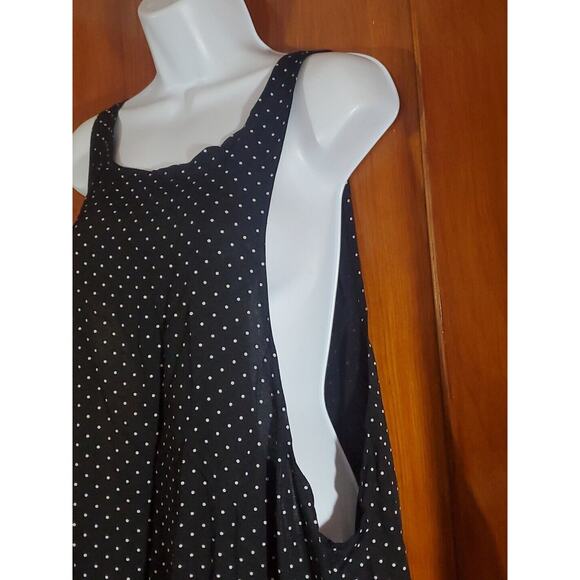 Vtg Steena Lagenlook M Black White Polka Dot Oversized Arm Opening Pockets Dress - Picture 4 of 10